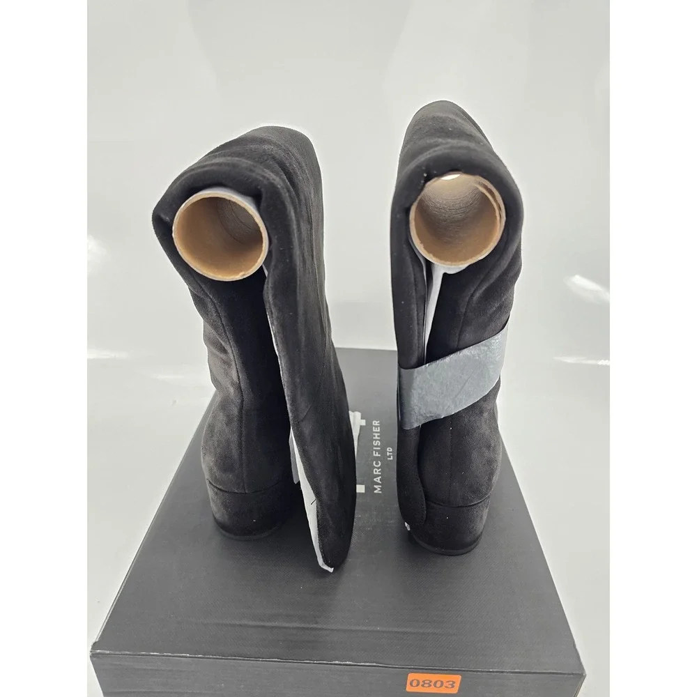 Marc Fisher Lottie Over The Knee Boots Womens 7M Black Suede Pointed Toe - NEW